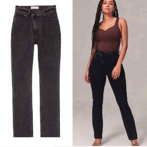 Abercrombie & Fitch Jeans 28/6R Womans 90s Straight Ultra High-Rise Black Denim